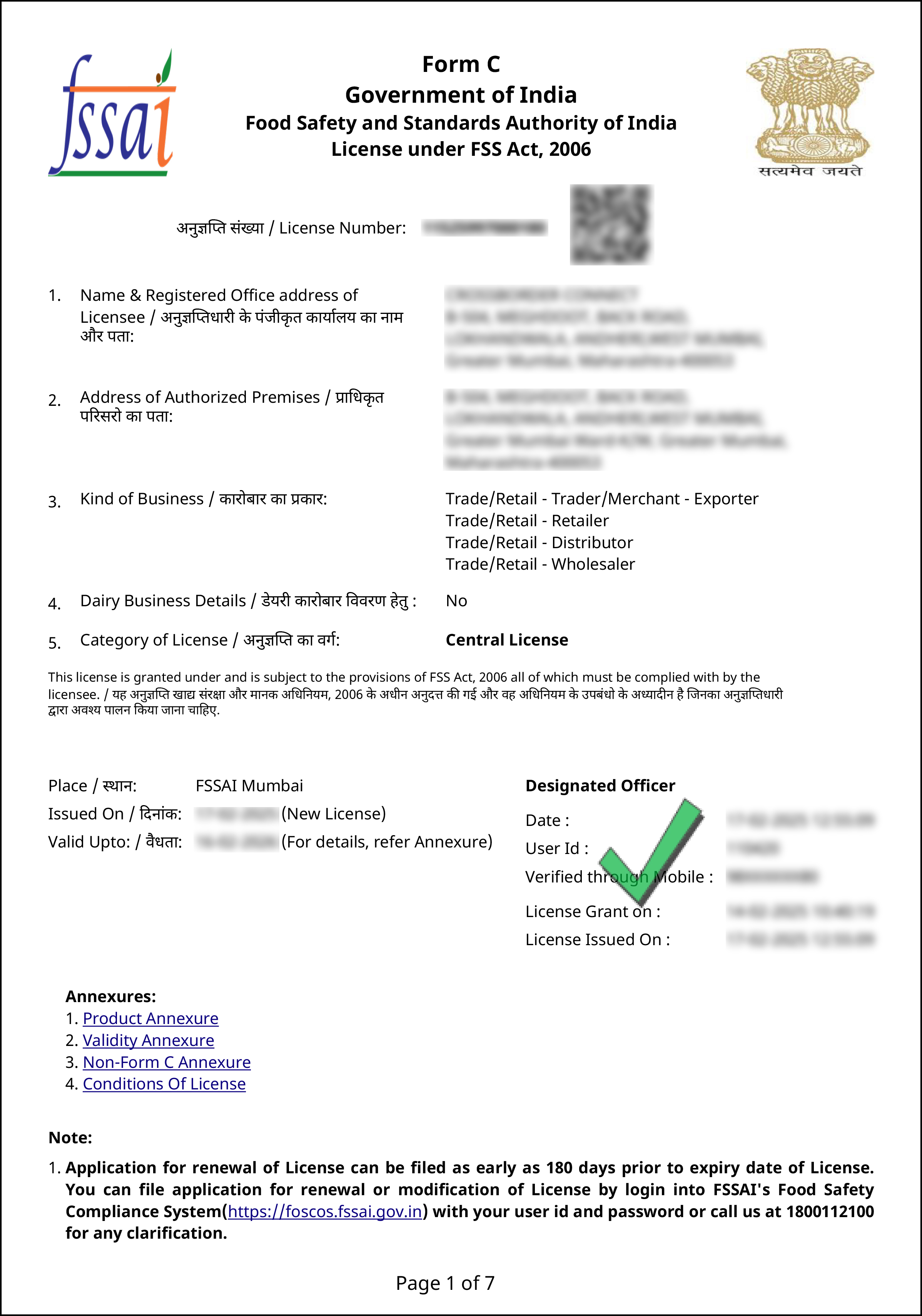 FSSAI License