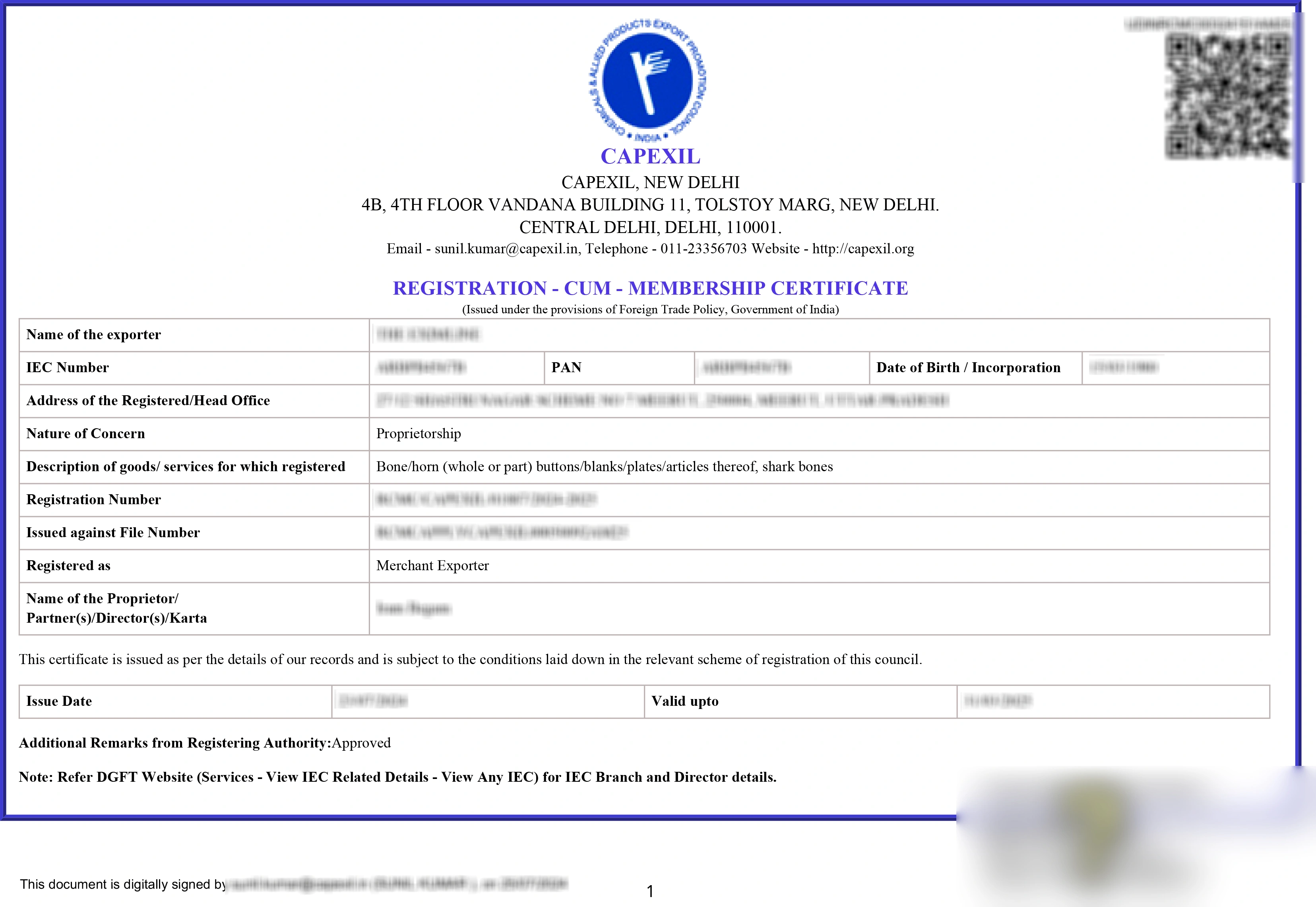 Capexil License